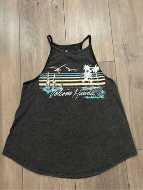 Volcom Hawaii tank top featuring a vintage-style tropical graphic-Women's Small